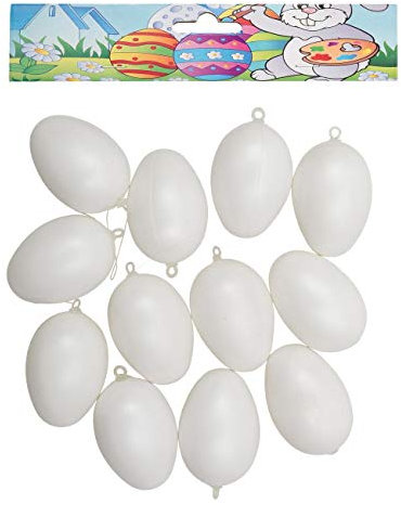 Idena 734581 Ostereier aus Kunststoff, 6 cm, zum Hängen, weiß (2 Packungen = 24 Eier)