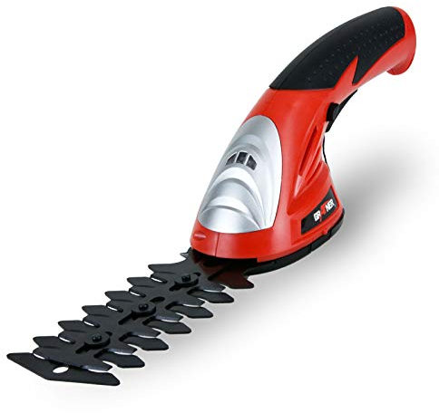 Grafner 2in1 Akku Gartenpflegeset mit 2 verschiedenen Aufsätzen, 3,6V, 1300 mAh LI-ION Akku, 40 Minuten Laufzeit, incl. Akku und Ladegerät, Akku Pflege Buchs Baum Gartenschere Trimmer Heckenschere
