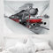 ABAKUHAUS Dampfmaschine Wandteppich, Bahnzug Kunst aus Weiches Mikrofaser Stoff Waschbar ohne Verblassen Digitaldruck, 150 x 110 cm, Grau Rot
