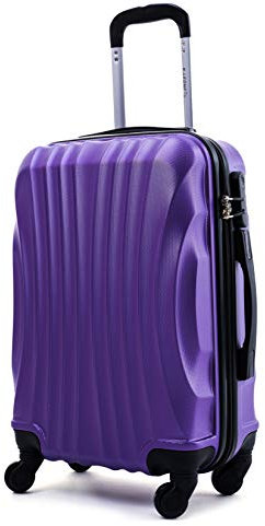 R.Leone Valigia da 1 pezzo Fino a Set 4 Trolley Rigido grande, medio, bagaglio a mano e beauty case 4 ruote in ABS 2037 (Viola, S Bagaglio a mano)