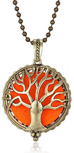 Aromatherapy Essential Oil Diffuser Pendant Necklace New Aromatherapy Diffuser Necklace Perfume Locket Pendant Tree of Life Antique Bronze Essential Oil Diffuse Necklace for Women-18