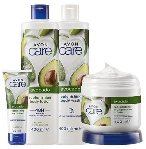 Avon Körperpflege-Set Care Avocado 4tlg. Duschgel/Bodylotion/Mehrzweckcreme/Handcreme für trockene Haut