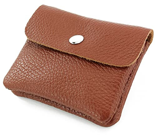 modamoda de P09 Damen Münzgeldbörse Geldbörse Portemonnaie Klein Leder Made in Italy P09, Farbe:Schokobraun