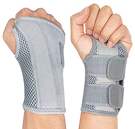 NuCamper Wrist Brace for Carpal Tunnel Night Wrist Support Left Hand Gray