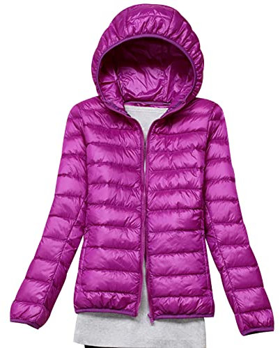 Piumino Leggero Donna Con Cappuccio Invernale Puffer Jacket Piumini Leggeri Donna Giacca Giubbotto Giubbino Giacche Piumino Ultraleggero Impermeabile Oversize Donna Taglie Forti Down Jacket Viola 5XL