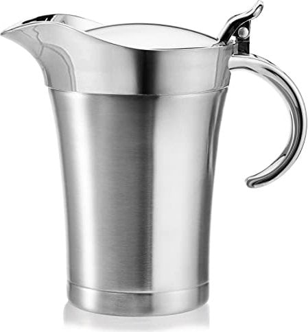 Peohud Gravy Boat with Lid Stainless Steel, 700ml Gravy Jug with Hinged Lid Double Insulated, Gravy Warmer Pitcher for Home, Kitchen, Easy Clean Serving Jug for Custard and Cream