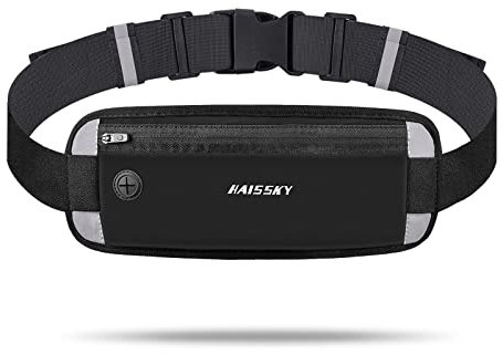 Laufgürtel mit Kopfhörerloch, Telefongürtel, Sport, dünn, Laufen, für Damen und Herren, mit reflektierendem Band, leichte Hüfttasche für Outdoor, Sport, Fitnessstudio, Klettern, Wandern, Fahrrad