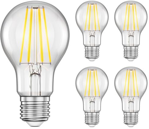 ledscom.de 5 Stück E27 LED Leuchtmittel, A60, weiß (4000 K), 7,3 W, 1020lm, 3-Stufen-Dimmer