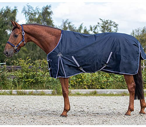 QHP Regendecke Turnout Luxus Fleecefutter (135 cm, Navy)