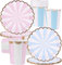 inheming 40 Piezas Vajilla de Fiesta de Papel Color Pastel, Platos y Vasos Desechables Pastel Rosa Azul,para Cumpleaños, Baby Showeer, Bodas, Aniversarios,Navidad