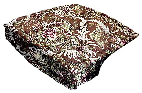 Easylife Tapestry Armchair Booster Cushion, 100% Cotton Cover, Bounce Back Polyester Fill, Chair Cushion Support, Armchair Cushion, Seat Cushion, L50 x W50 x H10cm - Fully Guaranteed | Brown