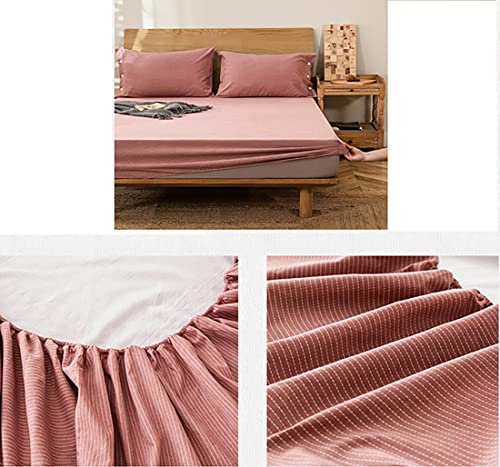 GXFWJD Atmungsaktiv Spannbettlaken,Für Wasser- Und Boxspringbett Spannbetttuch,Bettwäsche In Vielen Und Farben, Bis 35 cm Hohe Matratzen (Color : Peach, Size : 150 * 200cm+35cm)