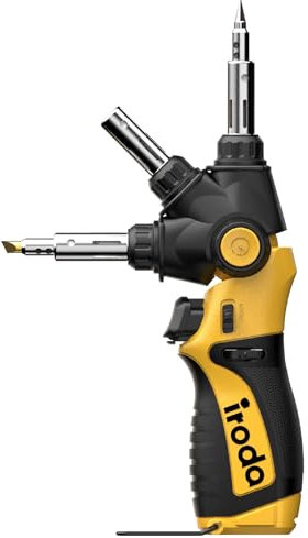 IRODA PRO15 Cordless Soldering Iron – Butane Multi-Angle, 10-Tip Kit for DIY & Automotive