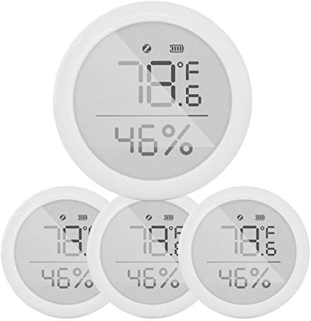 Zigbee Smart Thermometer Hygrometer, 4 Stück Temperatur- und Feuchtigkeitssensor, Temperatur- und Luftfeuchtigkeitsmesser, App-Steuerung