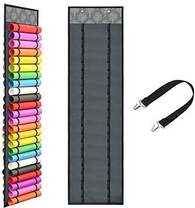 OVNSHVN Vinyl Rollenhalter mit 48 FäChern, Vinyl Rollen Aufbewahrungs Organisator, Wand Bastelraum Organisatoren und Aufbewahrung, Grauer (Grey)
