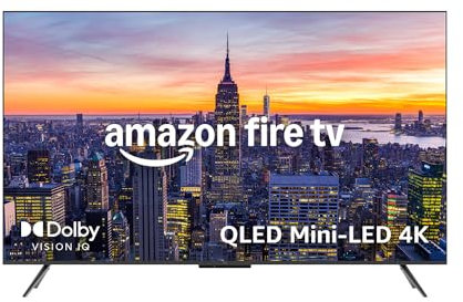 Amazon Fire TV 65 Omni Mini-LED series, QLED 4K UHD smart TV, Dolby Vision IQ, ambient experience, 144 Hz gaming mode, local dimming, hands-free with Alexa, 2024 release