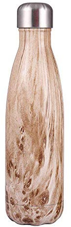 Borraccia termica per esterni, con motivo in legno, in acciaio inox, bottiglia d'acqua per cola, borraccia sottovuoto, tazza regalo per sport, viaggi, palestra, yoga, 500 ml, colore: stile 2 (colore: