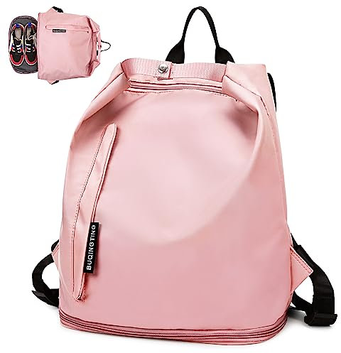 Keyck Sportrucksack Wasserdicht Sporttasche Rucksack mit Schuhfach & Nasstasche Leichtgewicht Reiserucksack Damen Mädchen Backpack Oxford Freizeitrucksack für Reisen Fitness Einkaufen Schwimmen, Rosa