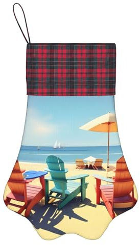 BrUgui Festlicher Weihnachtsstrumpf für Hunde, zum Aufhängen, niedliche Pfotenform, perfekt für Geschenke und Party-Dekorationen, Strandkörbe und Landschaften