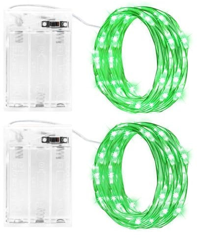 Gcstnn Lichterketten Batterie Timer, 2 Stück 3M 30LED Micro Fairy Lights IP65 Wasserdichte Kupferdraht Lichterkette für Zimmer Garten Krüge Flaschen Weihnachten Halloween In/Außen Deko DIY, Grün