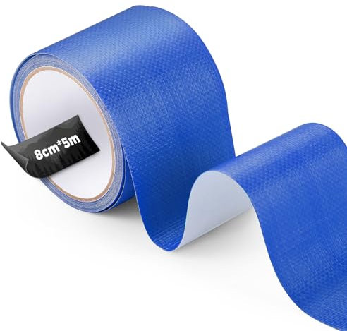 ecooe PE Planenband, Reparaturklebeband 5M x 8CM, Wasserabweisend Klebeband für Zelt, Sonnenschirms, Pavillon, Plane, lkw abdeckplane, Markise, Awning, Zelt Reparaturband Blau