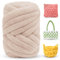 LEREATI Fettuccia per Borse a Uncinetto, Filato Gigante 500g Filato di Lana Morbida Chunky Yarn Tubolare, Gomitoli Lana Grossa per Coperte a Mano, Animali Domestici, Letto (Beige)