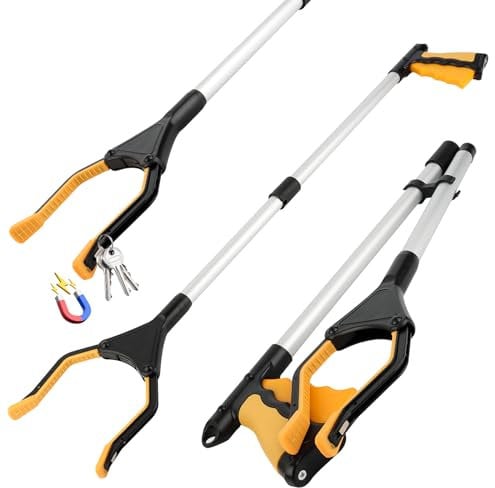 RISVOWO Pinza Recoge Objetos, Recogedor de Basura, Alcanzar Objetos Herramienta de Captura Plegable de Aluminio, Aleación Aluminio 81 cm para Los Viejos, Discapacitados y Trabajadores Sanitarios