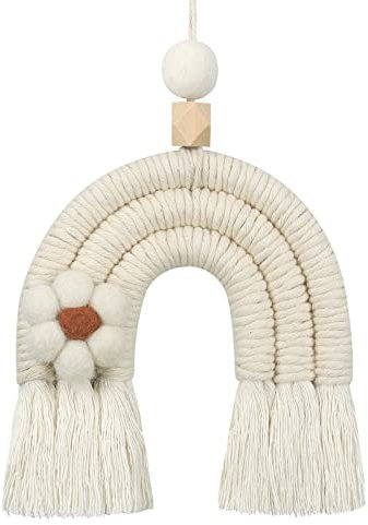 BYUTFA Dekorativer Anhänger im nordischen Stil, Makramee-Regenbogen-Hängeornament, handgefertigt, gewebte Baumwolle, Wanddekoration, Baby-Mädchen-Wohnzimmerdekoration