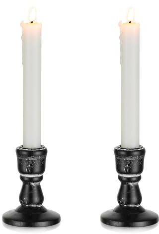 Inweder kerzenständer Holz Kerzenhalter Stabkerze: 2er Schwarz Vintage Kerzenständer für Stabkerzen Rustikale kerzenleuchter für Tisch-Mittelstück Hochzeit Veranstaltung Weihnachten oder Heimdeko