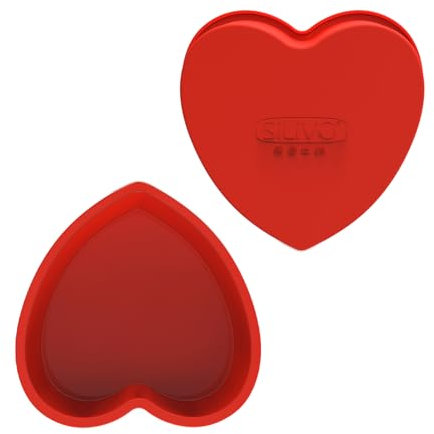 SILIVO Silicone Heart Shaped Cake Tin, Set of 2 Love Heart Cake Tin 8 inch, Heart Cake Mould 21 cm Diameter, Nonstick Heart Baking Tins, HEART-8IN