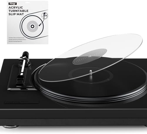 Facmogu 3mm Acrylic Turntable Mat, 12 Clear Vinyl Record Platter Slipmat for LP Record Players, Vinyl Slip Mats for Turntables Antistatic Tighter & Defined Bass & Improves Sound Quality