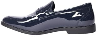 Mocassini Uomo Eleganti Lucidi in Pelle Sintetica Scarpe Classiche Verniciate (Blu, Sistema Taglie Calzature EU, Adulto, Uomo, Numero, Media, 43)