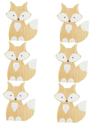 Alipis 6 STK Fuchs-Ornament Tischdekoration Hölzerne Fuchsstatue Schicke Dekoration Für Den Tisch Bürozeichen Fuchs-Statue- Desktop- Kind Tischgestell Tier Holz Weiß