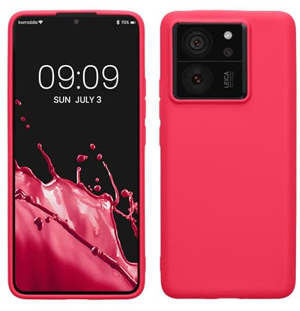 kwmobile Case Compatible with Xiaomi 13T / 13T Pro Case - Soft Slim Protective TPU Silicone Cover - Neon Pink