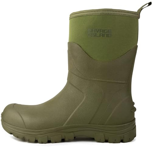 Savage Island Stivali di gomma corti foderati in neoprene per tutte le stagioni, stivali di gomma impermeabili, Verde, 42 1/3 EU