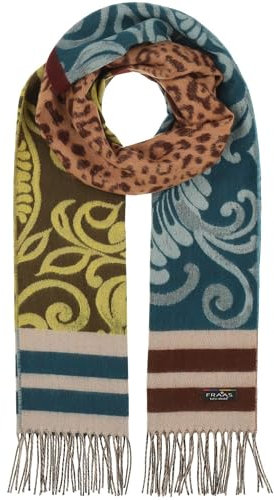 FRAAS Cashmink Schal 44 x 200 cm - Weicher als Kaschmir - Made in Germany - Schal mit Muster-Mix für Damen - Perfekt für Herbst und Winter Petrol