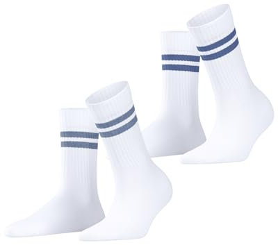 ESPRIT Damen Socken Tennis Stripe Multipack W So Baumwolle gemustert 2 Paar, Beige Bone White 2130, 39-42