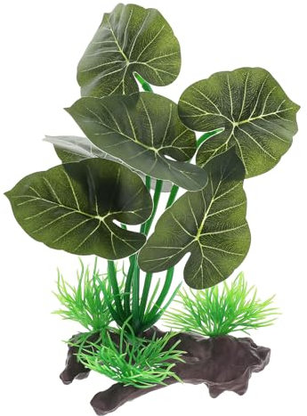Sliverdew Fish Tank Decor Aquarium Decoration Ornaments Fishtank Ornament Green Leaves Aquarium Accessories Plastic Artificial Plant for Water Animals Goldfish Home Aquarium