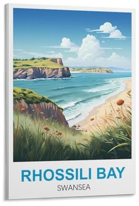 Rhossili Bay Swansea Vintage-Reiseposter, 20 x 30 cm, Leinwandkunst, Poster und Wandkunst, Bilddruck, moderne Familienschlafzimmer-Dekoration