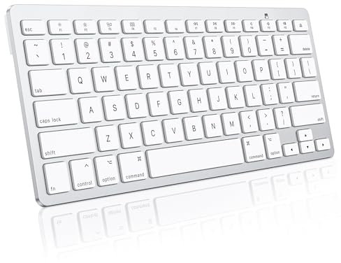 OMOTON Bluetooth Tastatur für Mac, Kompakte kabellose Tastatur kompatibel mit MacBook Pro/Air u.s.w. QWERTZ DE-Layout, Silber