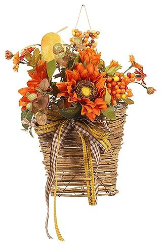 Herbstkranz Modern Groß Autumn Türdeko Fall Wreath Für Haustür Hängend Tisch Außen Türkranz Deko Innen Erntedankfest Halloween (Orange-e, One Size)