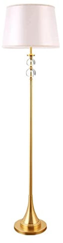 Lampadaire De Luxe Lampadaire Abat-Jour en Tissu Lampes sur Pied avec Boule De Verre en Cristal K9 Transparent Lampadaire pour La Maison Éclairage Debout De Grande Taille,A