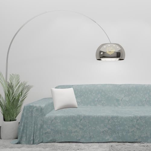 Byour3 – Sofabezug 100% Baumwolle mit Muster 2 4 3 Sitzer Sofa Cover Abdeckung Alles Sofaüberwurf Widerstandsfähiger Sofaschutz Auch für Ecksofa Waschbar (Sakura Hellblaue, 2 Sitzer)