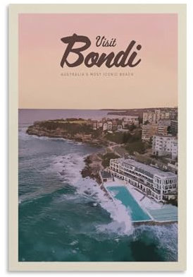 Fbaoda Bondi Poster Vitger, Reiseposter, Leinwandkunst, Wanddekoration, Zimmer, Hausdekoration, Schlafzimmer, Büro, Poster, Drucke, Wandkunst, Paitings, rustikale Heimdekoration, für Wohnzimmer, 30