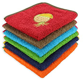 Acomoda Textil - Paños de Cocina 100% Algodón, Toallas de Rizo 50x50 cm, Trapos Absorbentes, Suaves y Resistentes 500 gr/m². Frutas, 12