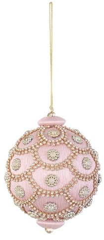 Bizzotto Sfera Pallina per Albero di Natale Crystal 10cm Rosa Cipria con Brillanti