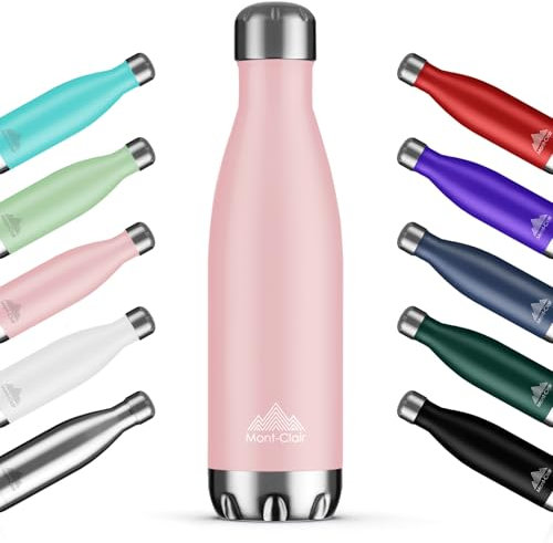 Mont-Clair H2O Botella Agua Acero Inoxidable - Botella Isotermica Termica sin BPA, 12h de Bebida Caliente y 24h de Bebida Fría, Termo agua con pared Doble Aislamiento, 750ML - Rosa