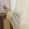 RUIXUAN Tende con fettuccia arricciata, beige, con nappa, stile boho, a maglia, per soggiorno, moderno, in voile, per camera da letto, set da 2 pezzi, 150 x 230 cm