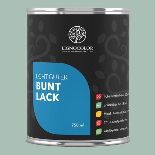Lignocolor Buntlack glänzend (750 ml, Mermaid) | hochbeständiger Lack für Holz, Metall, Kunststoff & Kinderspielzeug