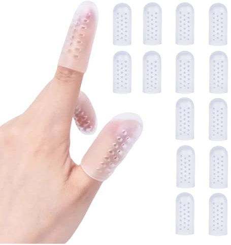 14 protectores de dedos de gel de silicona, protección para dedos después de lesiones, protección de dedos en caso de lesiones, material transpirable para burbujas (transparente)